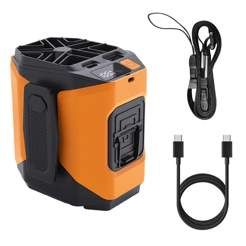 10000Mah Waist Fan with Power Bank 5 Speeds Portable Fan Hands Free Rechargeable Fan Battery Level Display USB Charging Fan